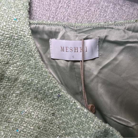 NWT Meshki Beth Tweed Mini Dress Pastel Green Size Small - Picture 7 of 10